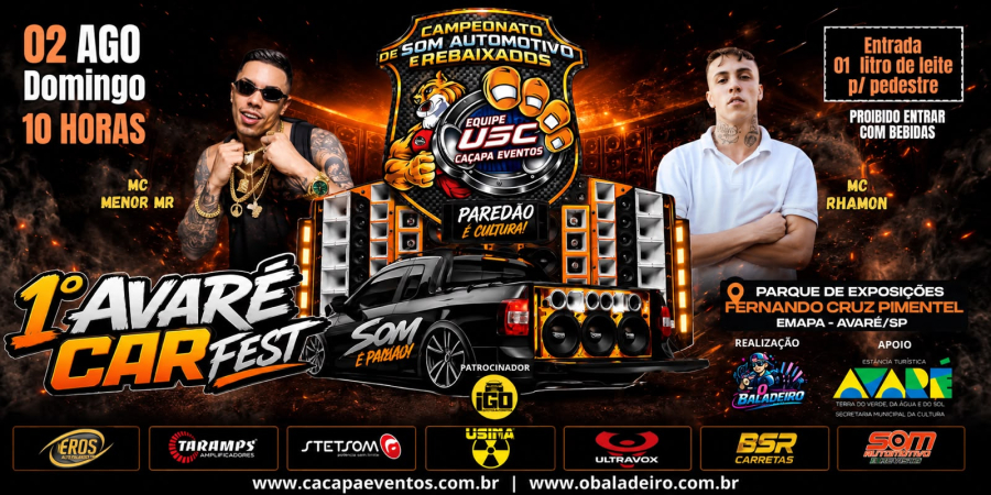 1º Avaré Car Fest terá shows de MC Menor MR e MC Rhamon, o Pulga da série Sintonia
